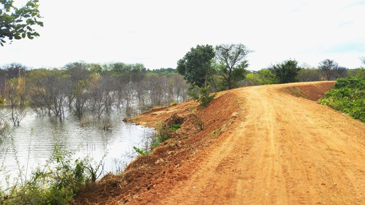 Way to collect water and route to lake embankment.