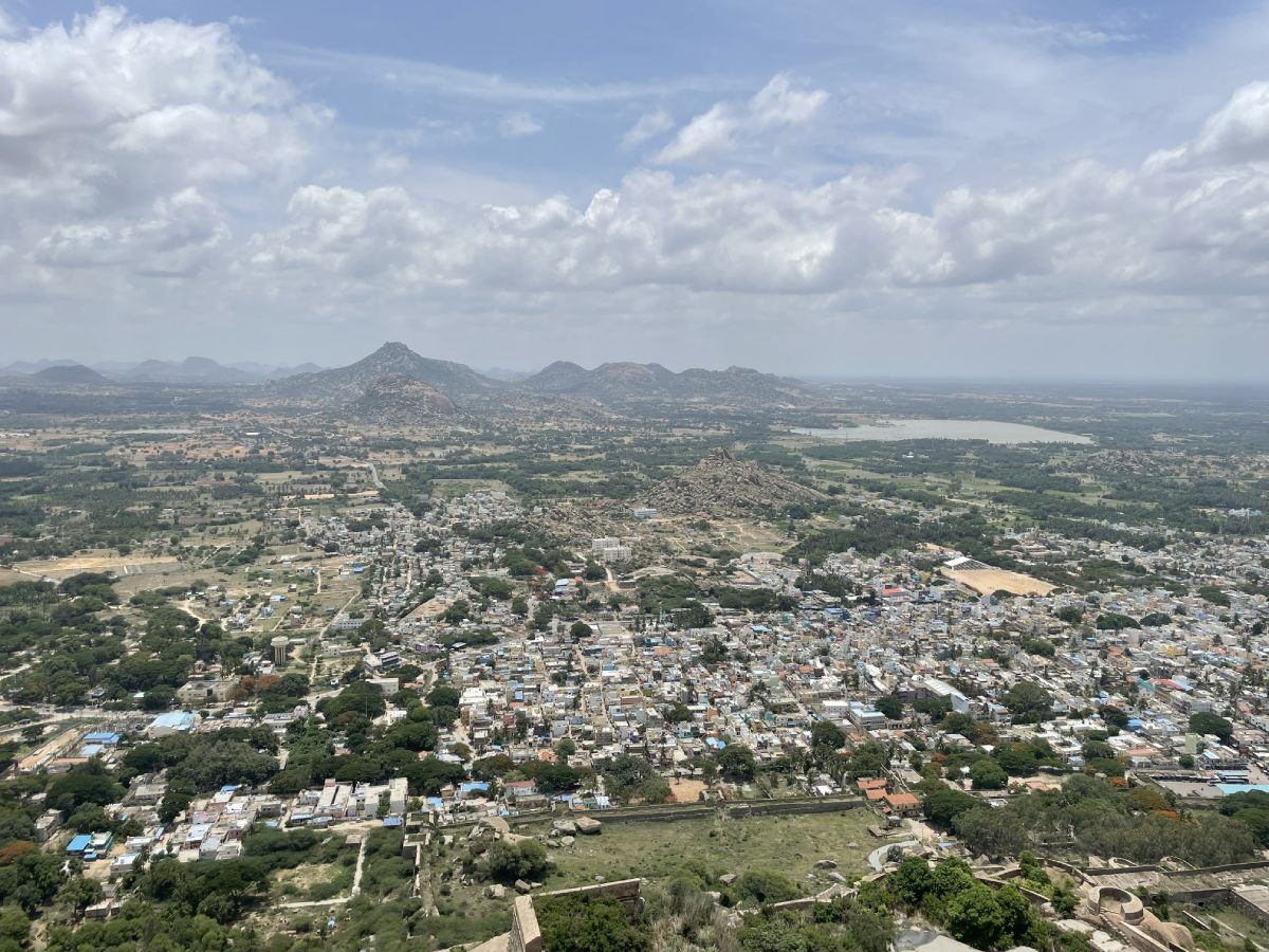 Bird’s-eye view of Madhugiri town from the hilltop